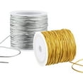 thumbnail image 1 of 2 Rolls Metallic Elastic Cords Stretch Cord Ribbon Metallic Tinsel Cord Rope for Craft Making Gift Wrapping, 1 mm 55 Yards (Gold and Silver), 1 of 5