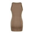 thumbnail image 4 of summer dresses for women 2024 wedding guest dresses for women New Summer Sleeveless Sexy Tight Women's Tank Top Dress best sundresses for women Khaki Polyester 2XL, 4 of 4