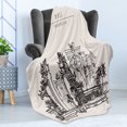 thumbnail image 4 of Bali Soft Flannel Fleece Throw Blanket, Bali Indonesia Traditional Galungan Balinese Building Exotic Illustration, Cozy Plush for Indoor and Outdoor Use, 60" x 80", Ivory and Black, by Ambesonne, 4 of 5