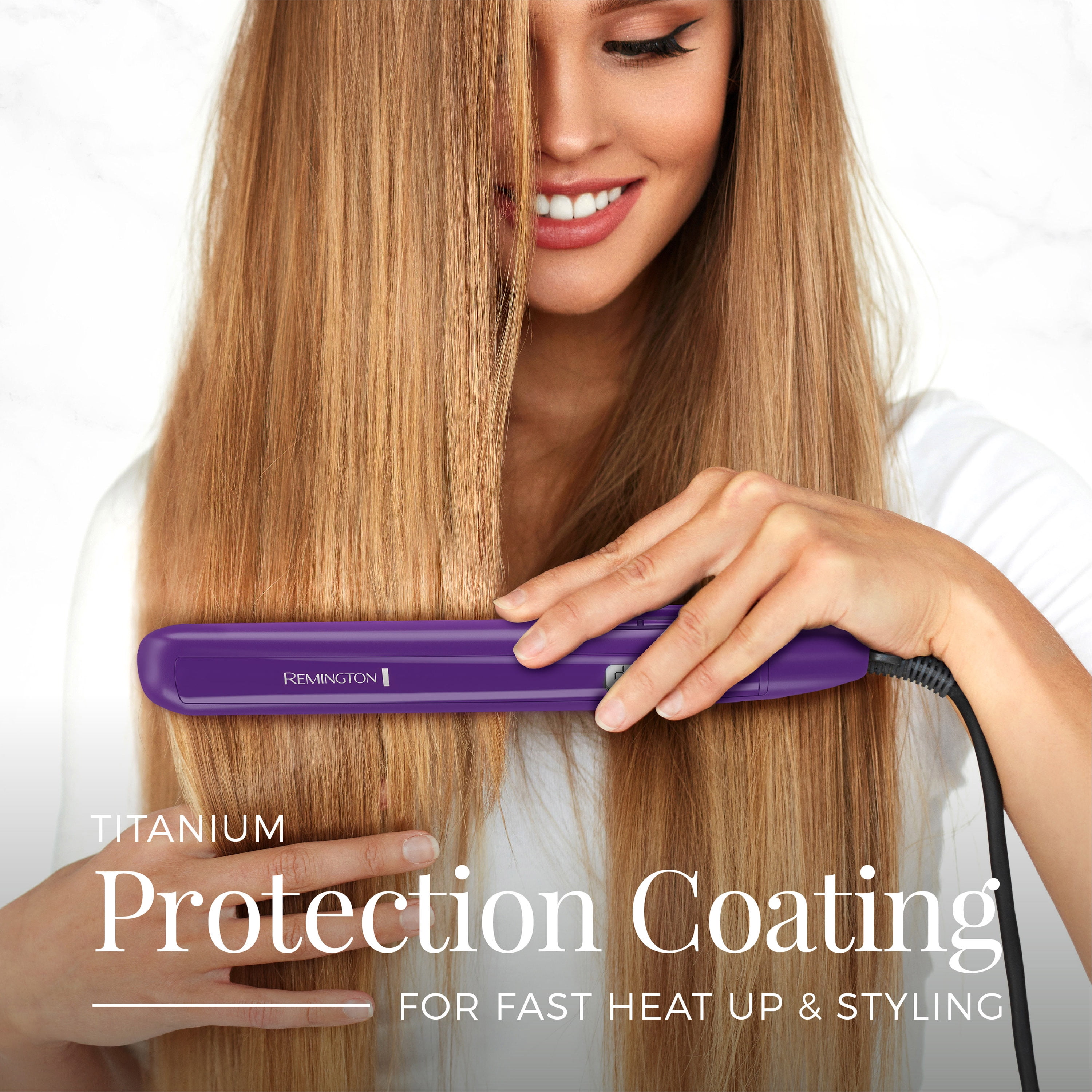 Remington 1" Flat Iron Hair Straightener, Anti-Static Technology, Titanium + Ceramic Plates, 30s Heat-Up, 60 Min Auto Shut-Off
