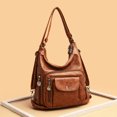 thumbnail image 1 of Bolso de hombro vintage Bolso de mano de cuero PU para mujer multifunción para el trabajo (marrón), 1 of 8