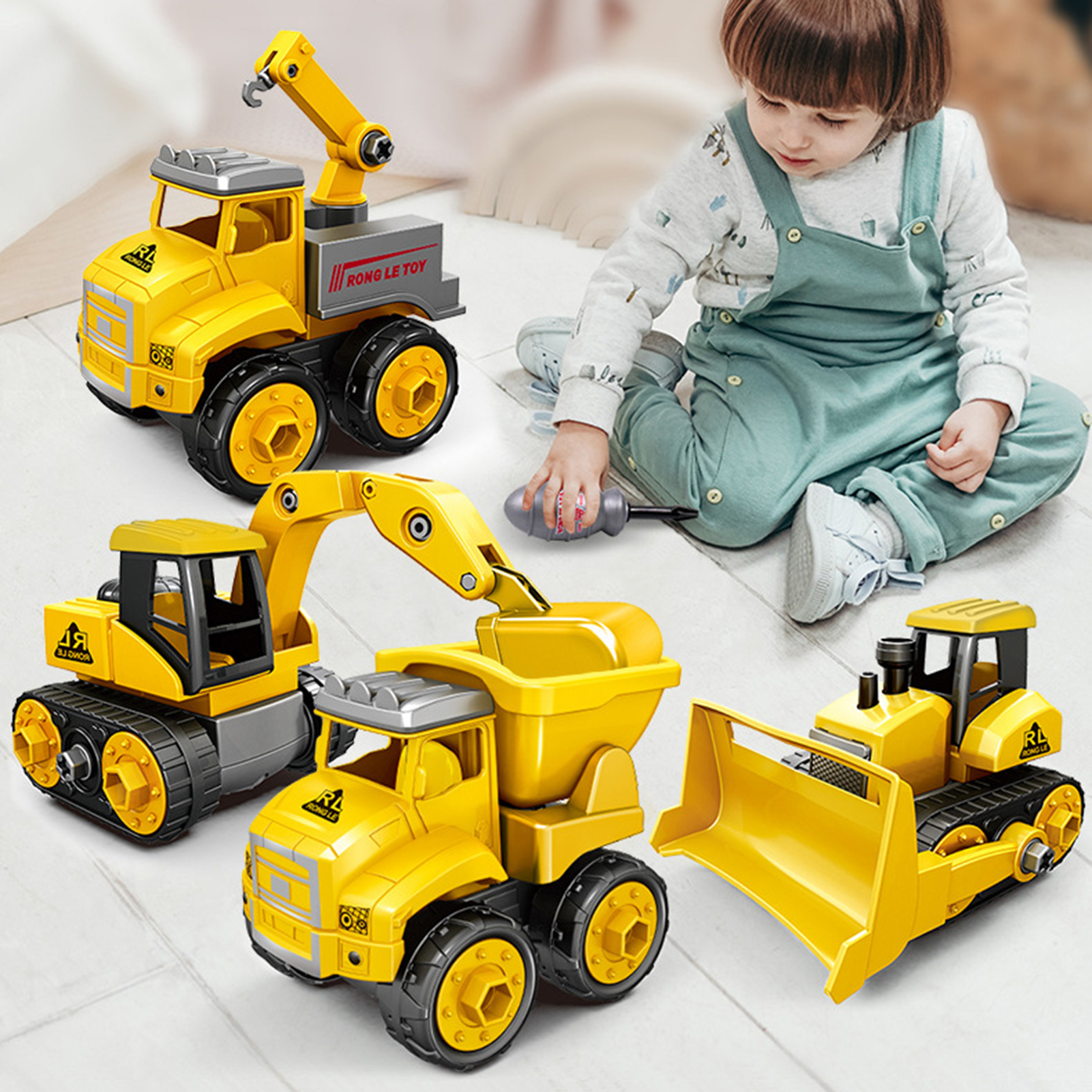Pnellth Engineering Toy Detachable Assembly Easily Plastic Construction Vehicles Toy for Kids - image 2 of 8