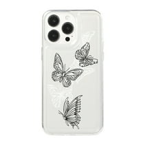 Butterfly Pattern Case for iPhone 16 Pro, Clear Phone Case Cute Pattern for Women Girls Case, Non-Yellowing Shockproof Scratch Resistant Slim Cover for iPhone 16 Pro, Butterfly-E