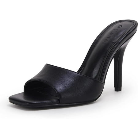

Women s Slide Sandals Square Open Toe Pumps Stiletto Heel Backless Slip On Mules Summer Slipper Shoes