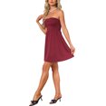 thumbnail image 4 of INSPIRE CHIC Sexy Strapless Party Dress for Women Sleeveless Solid Flare Mini Tube Top Dresses S Dark Red, 4 of 5
