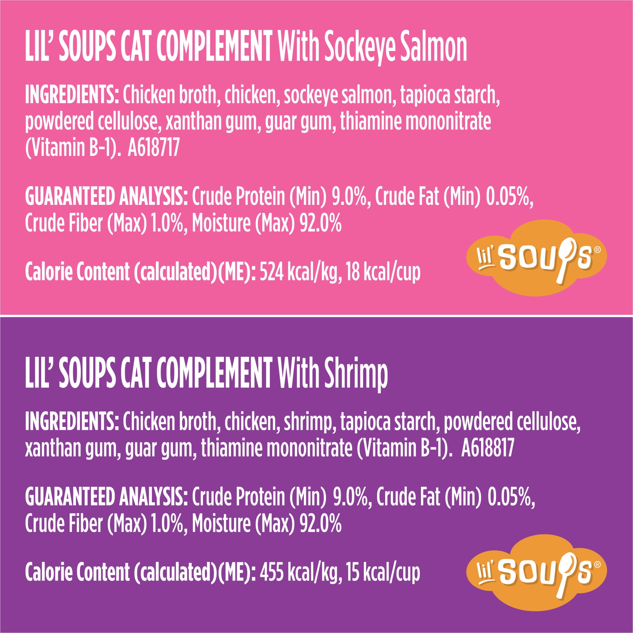 (2 pack) Purina Friskies Lil’ Soups Wet Cat Treats Variety Pack With Sockeye Salmon and With Shrimp, 9.6 oz.