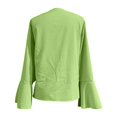 thumbnail image 5 of Women's Shirts Flared Long Sleeve Ruffle V-Neck Solid Basic Tee Tops Flowy Dressy Casual Business Work Relaxed Fit Blouses Green S, 5 of 5