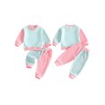 thumbnail image 2 of RUINIXCW Toddler Baby Girls Fall Outfit Contrast Color Long Sleeve Sweatshirt Pants, 2 of 8