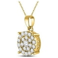 thumbnail image 2 of 10kt Yellow Gold Womens Round Diamond Cluster Pendant 1 Cttw, 2 of 2