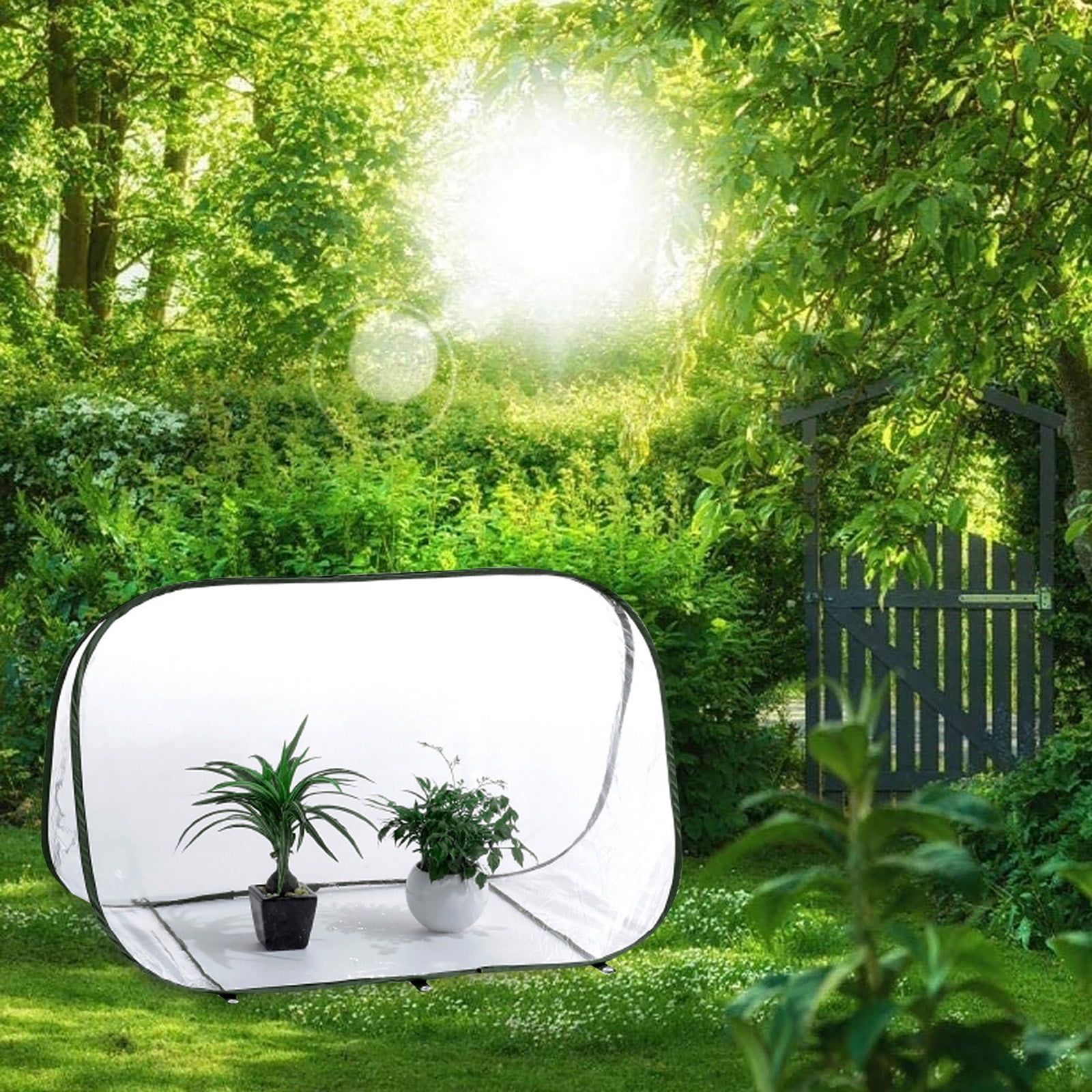 SPOORYYO Pop-Up Mini Greenhouse for Plant Overwintering with Foldable Design and Zippered Sliding Window for Easy Access and Ventilation