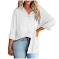 thumbnail image 2 of OKBOP Off The Shoulder Tops,Fashion Print Casual Long Sleeve Turndown Collar Button Shirt Womens Blouses And Tops Dressy V Neck Long Sleeve Shirts for Women, 2 of 9