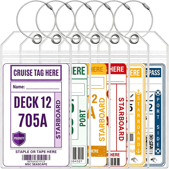 GASTROPOD 6Pcs Cruise Luggage Tag Holder for Carnival,Princess,Holland America Fits Norwegian Ncl ,Msc,Ipx6 Waterproof Seal,Stainless Steel Loops,Durable Baggage Tags,2026-2027 Cruise Essential