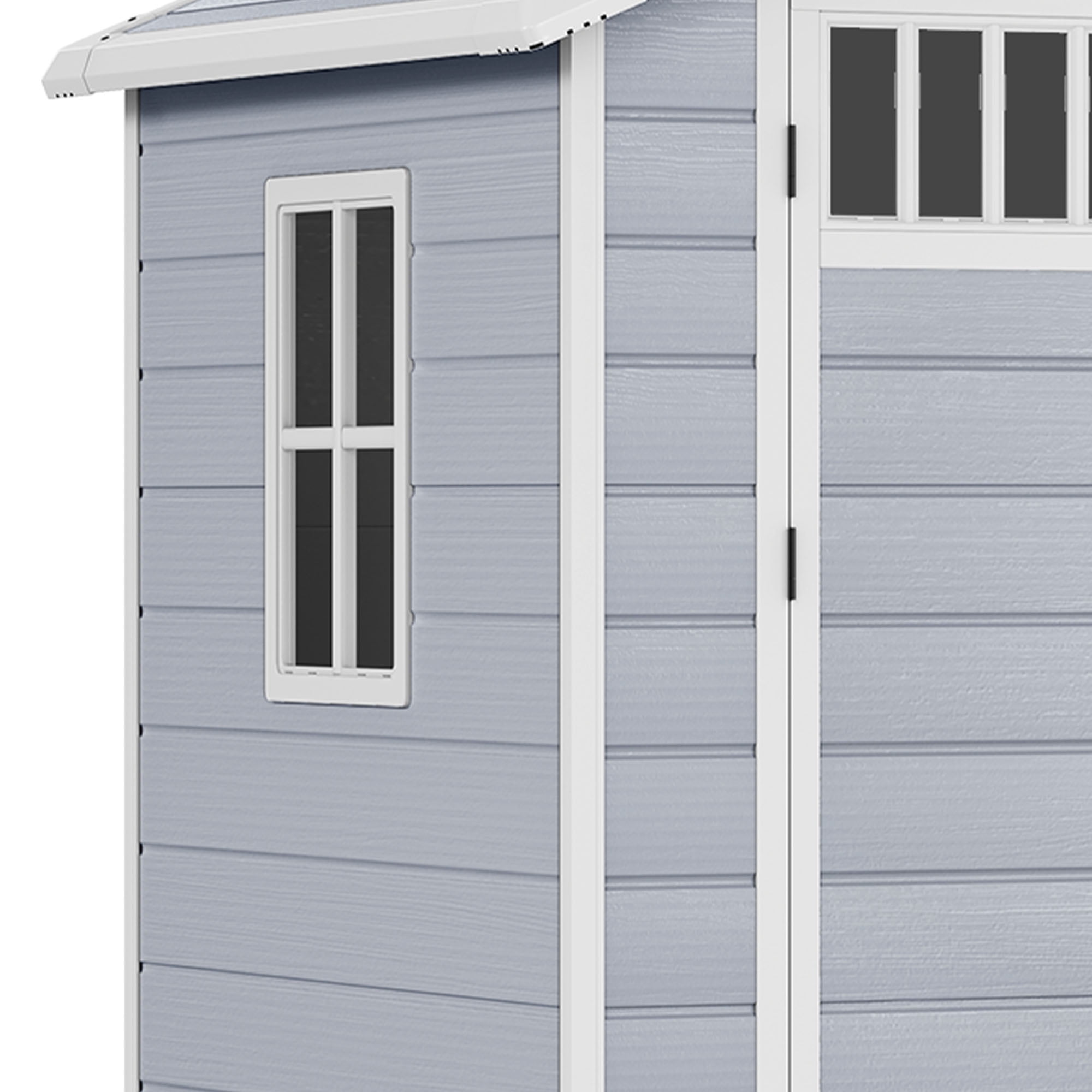 Dextrus 6x4.4 FT Outdoor Storage Shed with Floor and Window, Large Storage Shed with Lockable Door, and Vents, Light Gray