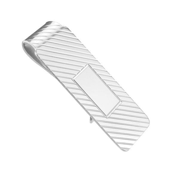 Gem & Harmony Mens Money Clip in Rhodium Plated Sterling Silver for Men