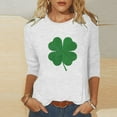 thumbnail image 1 of Meichang T-Shirt de la Saint-Patrick pour Femmes, Imprimé Trèfle Vert, Manches 3/4, Col Rond, Printemps, 1 of 5