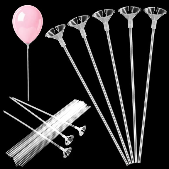 Balloon Sticks with Bases and Weights for Tying Balloons, Decoration for Parties, Graduation, Holiday, Wedding, Anniversary