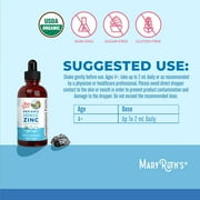 MaryRuths Kids Zinc Liquid Drops Ages 4+, USDA Organic, Skin Health, Immune Support Mineral, Berry Flavor, Vegan, 1 Count, 2 fl oz
