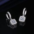 thumbnail image 3 of Pendientes de plata de imitación de moissanita de 1 quilate con diseño de princesa y hebilla de oreja de circonita para mujer, 3 of 5