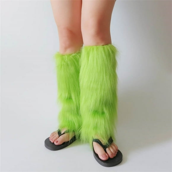 ZPYESWOW christmas stockings Fuzzy Faux Fur Leg Warmers Green Soft Fashion Warm Womens Fur Leg Warmer Winter Furry Long Boot Cuffs Cover For Leisure Party Gifts personalized christmas stockings