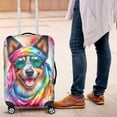 thumbnail image 4 of Hippie Australian Cattle Dog Portrait Watercolor Tie-Dye Vintage Styles Travel Luggage Cover Heeler Lover Gifts Suitcase Dust Protective Decor - 00014, 4 of 5