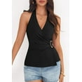 thumbnail image 3 of PRETTYGARDEN Womens Halter Top Spring Tie Wrap Sleeveless Ruched V Neck Fitted Summer Tops Backless Fashion Y2k Clothes, 3 of 10