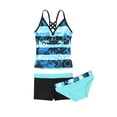 thumbnail image 3 of YiZYiF Kids Girls 3Pcs Tankini Swimsuit Floral Printed Tops with Bottoms Shorts Bathing Suit Blue 14, 3 of 5
