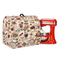 TSOVTHRID Coffee Cup Bean Chocolate Print Kitchen Stand Mixer Cover Foldable Dust Cover Multipurpose Small Appliance Covers Reusable Accessories Decor for Kitchen Aid Mixer Cover,L