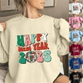 thumbnail image 4 of Lovskoo Happy New Year Sweatshirt For Women 2025 Christmas Holiday Pullover Shirts Casual Crewneck Graphic Sweater Black, 4 of 4