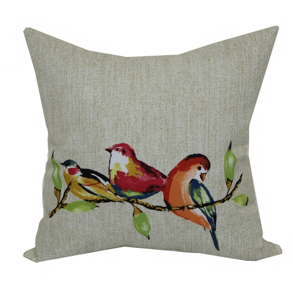 Mainstays 16" Painted Birds Outdoor Pillow