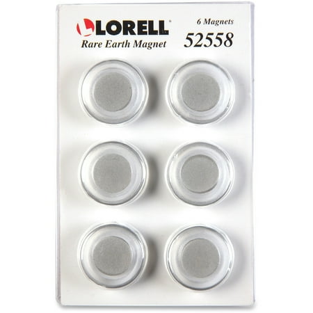 UPC: 0035255525589 | Lorell  LLR52558  Round Cap Rare Earth Magnets  6 / Pack  Clear