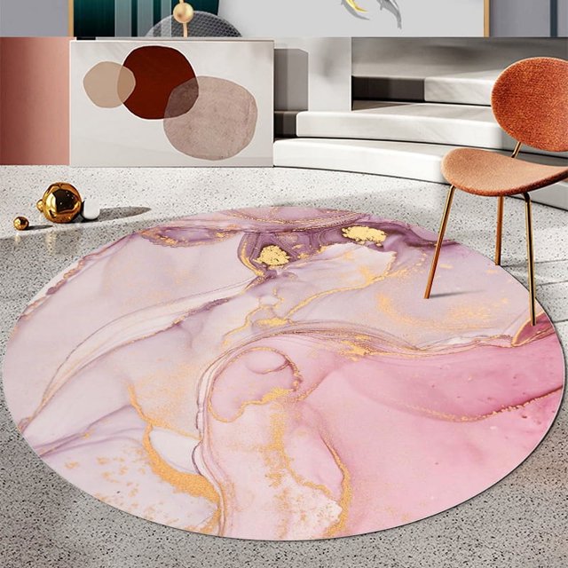 Alfombra redonda pequeña y fresca para sofá de sala de estar, alfombra ligera de lujo para dormitorio, alfombra de canasta con impresión 3D, alfombra redonda para cama