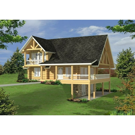001-1079: Log Cabin 3 Bed, 3 Bath Luxury Home Plan, 2750 Sq Ft: Full Blueprints with License to Build by Home Plan Marketplace - Lesuto