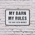 thumbnail image 5 of My Barn My Rules Vintage Style 18 Inch x 24 Inch Novelty Aluminum Metal Sign Wipe Hooves Mind Gates Durable Weatherproof Perfect for Barns Stables Tack Rooms Fun Gift for Farmers, 5 of 6
