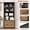 Embossed black + earth warm brown, variant on Modern Farmhouse Kitchen Pantry Cabinet with Glass Doors – 72" Tall, 2 Large Drawers, Adjustable Shelves, Versatile Storage Cupboard for Dining Room, Bathroom – Walnut Embossed Red Walnut Finish