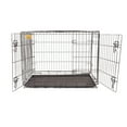 KennelMaster Double Door Folding Wire Dog Crate, Black, Large, 42"L