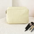 thumbnail image 5 of Partheme Cosmetic Bag for Women, Large Makeup Bag, Travel Toiletry Stripe Cosmetic Bag, Women Aesthetic Organizer Storage Pouch, Girls Handbags Purses, Yellow, 5 of 6