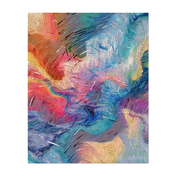Soul-Driven Abstraction - Mixed Media Abstract Psychedelic Surrealism Modern Art Watercolor Geometric Unframed Wall Art Print 6 x 8 inches