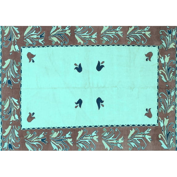 Ahgly Company Indoor Rectangle Oriental Light Blue Modern Area Rugs, 8' x 10'