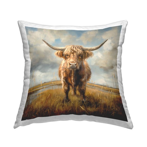 Stupell Industries Cattle on Scenic Farm Decorative Printed Throw Pillow Design by Steve Huntziker.