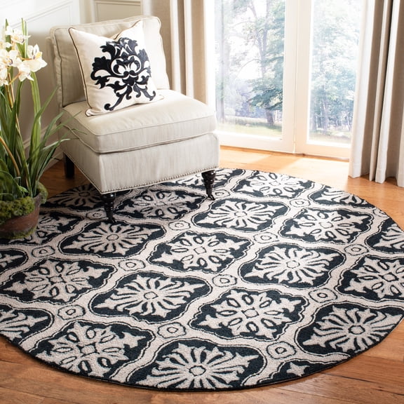 Safavieh Easy Care Kodney Trellis Area Rug, Black, 8' x 8' Round