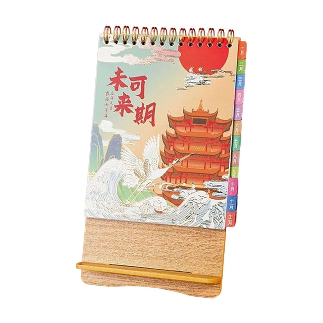 SIYTUAU 2026 Vertical Desk Calendar Office Desktop Calendar With Festive Red Design Paper Material Mini Table Calendar For Home Or Workplace Planning Organizer