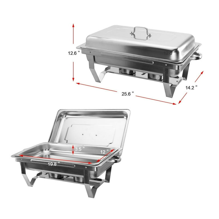 CO-Z 6 Pack Chafer Dish Set 9L/8Q High-Grade Stainless Steel Pans