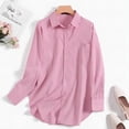 thumbnail image 6 of YANGXINX Womens Dress Shirts Long Sleeve Button Down Elegant Free Collared Work Office Solid Blouses Dressy Casual Relaxed Fit Tops, 6 of 7