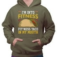 thumbnail image 2 of Fitness Taco in My Mouth Hoodie Sweatshirt Unisex Large Military Green, 2 of 5