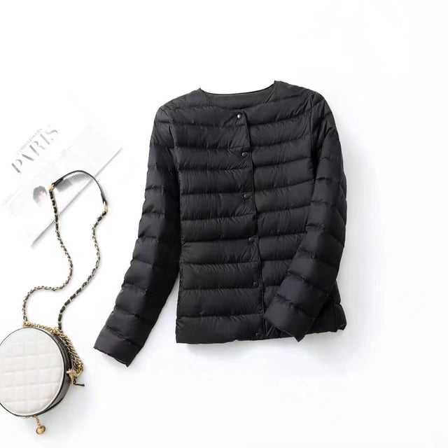 Pinghu down jacket round neck thin lightweight solid color simple white duck down women‘s liner lightweight down jacket