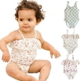 thumbnail image 3 of AJZIOJIRO Baby Girls Straps Swimsuit Toddler Infant Summer Floral Bathing Suits 6M-8T UPF 50+ Sun Protection Swimwear, 3 of 9