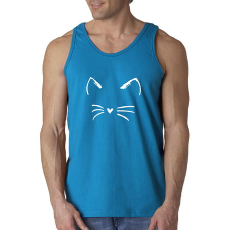 New Way 1127 - Men's Tank-Top Cat Whiskers Silhouette Heart Nose Small (Best Food For Blue Nose Pitbull)