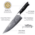 thumbnail image 2 of ARTIDGE 3Pcs Kitchen Knife Set 67-Layer Damascus Steel Knives, Includes 8" Chef Knife, 7" Santoku Knife, and 5" Utility Knife, Suit for Home and Commercial Use with G10 Handle, 2 of 9