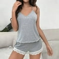 thumbnail image 6 of Lixiuxyad Pajama Set for Women And Shorts Women's Lace V Neck Strap Pajama Set With Shorts 2 Piece Sleepwear Combo, 6 of 6