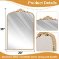 thumbnail image 3 of TBKLEY Arched Wall Mirror for Bathroom, 20"x30" Metal Beaded Frame Decorative Accent Mirror, Baroque Inspired Wall Decor, Gold, 3 of 6